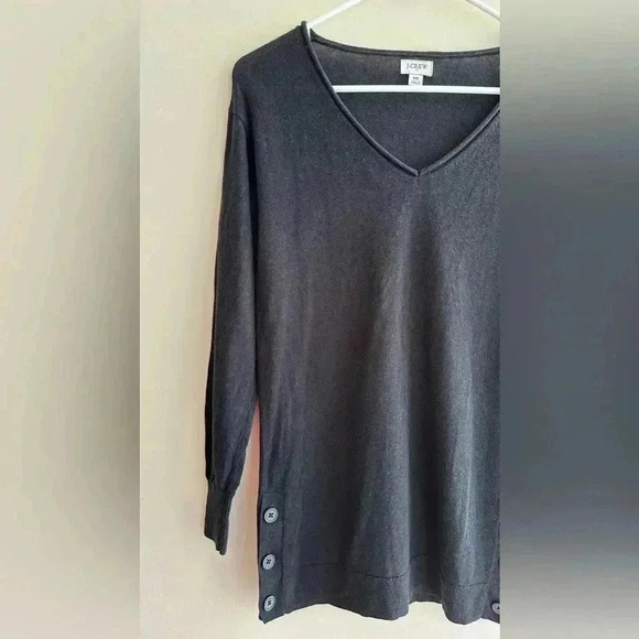 J. Crew Black V-Neck Sweater with Button Sleeves, Size XS - Picture 5 of 16